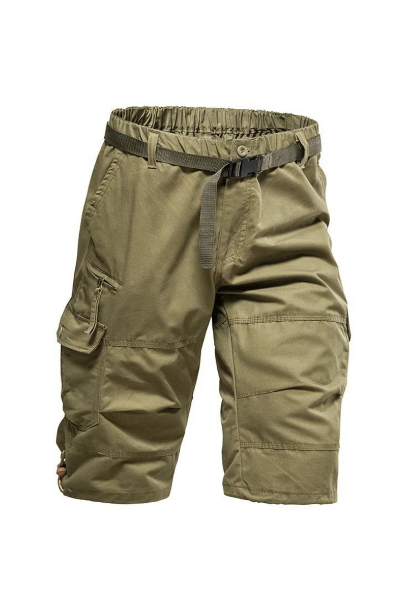 Summer Cargo Shorts Men Casual Pants Breeches Stretch Waist Cropped Shorts