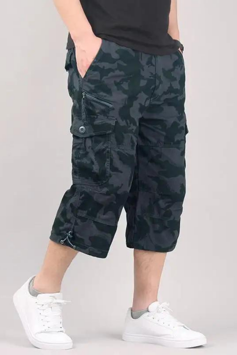 Men Summer Casual Cotton Multi Pockets Breeches Cropped Trousers Military Camouflage Shorts