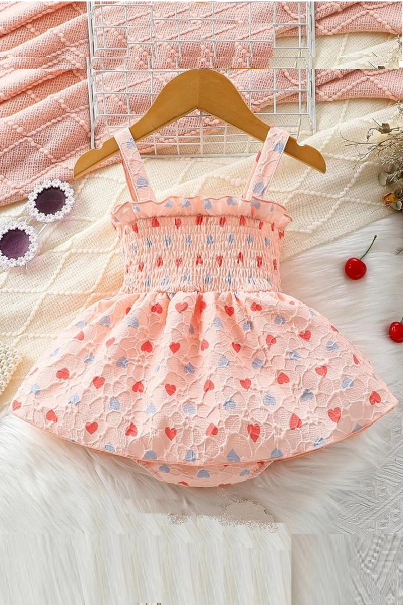 Summer Valentine's Day Infant Baby Girl Bodysuit Cute Sleeveless Heart Dress Casual Clothes