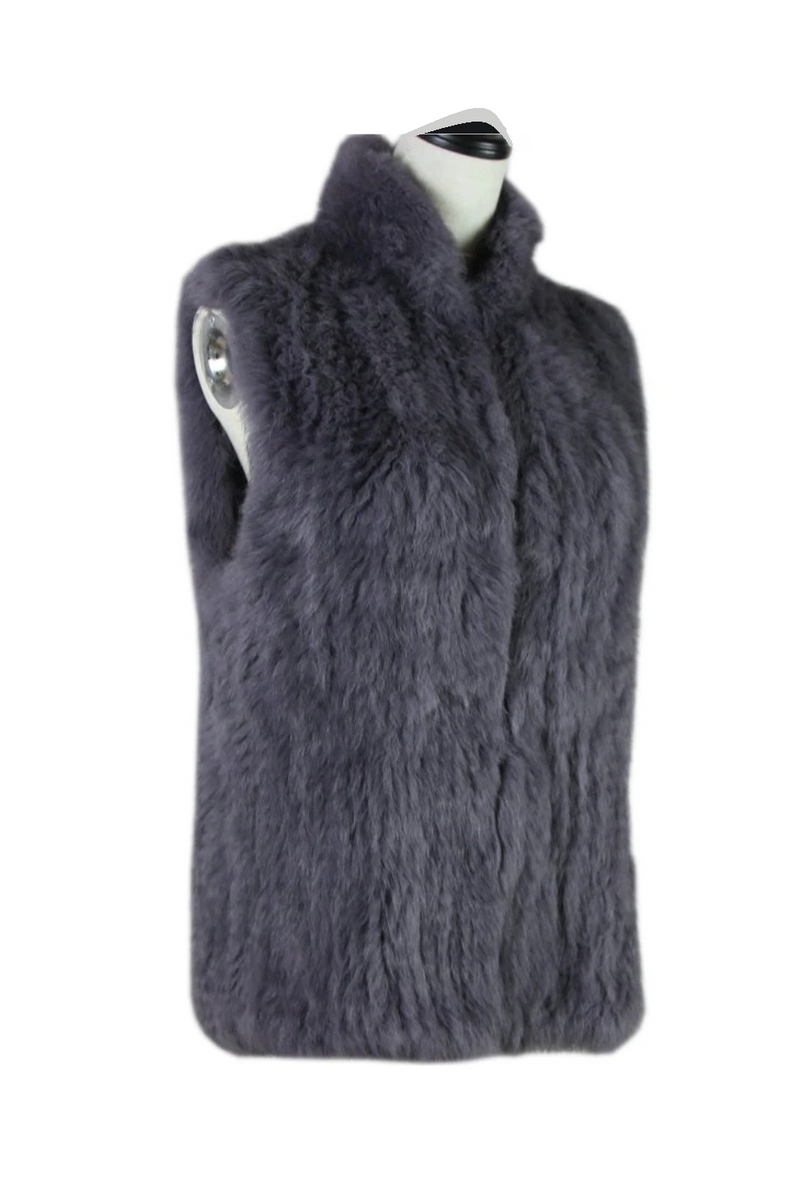 Women's Knitted Real Rabbit Fur Vest Pullover Solid Female Fashion Warm Coat