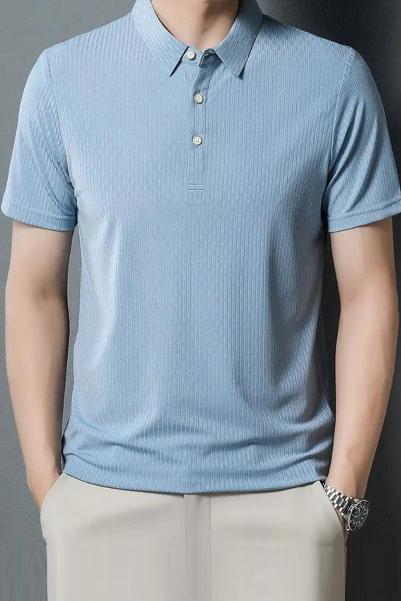 Summer Polo Collar Men's T-shirt Solid Ice Silk T-shirt Men's Polo Shirt