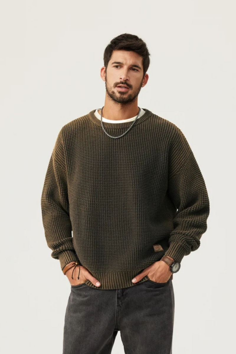 Autumn men knitwear casual loose gradient sweater men patch pullover tops