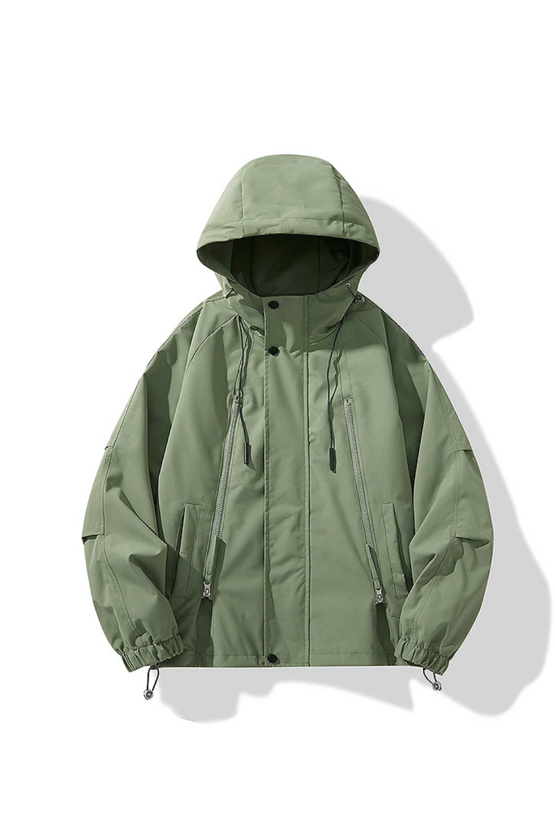 Men's autumn and winter trench coat, solid color windproof hooded jacket