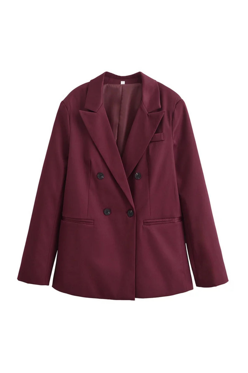 Women's Blazer Women Coat Outerwear Red Double-Breasted Suit Elegant Blazer Women