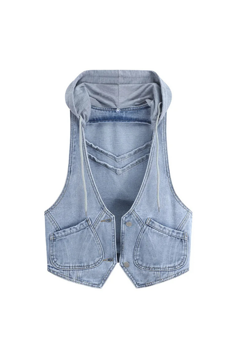 Women's Spring and Autumn Slim Fit Short Hooded Denim Jacket