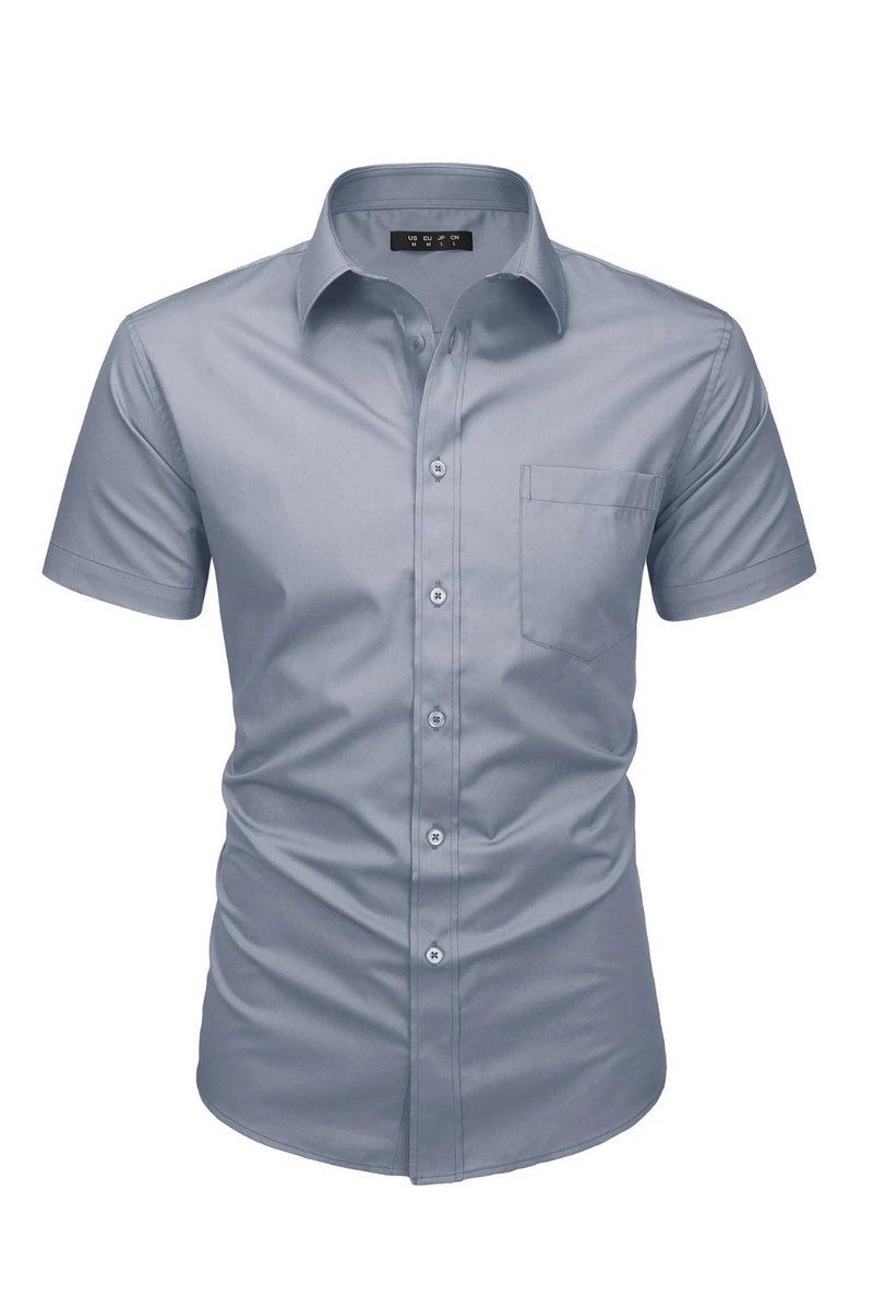 Summer Men's Dress Shirts Short Sleeve Regular Fit Business Shirts with Pocket