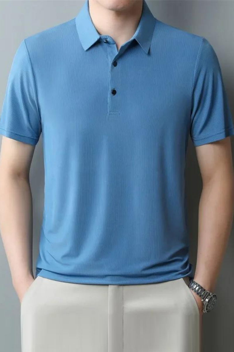 Men Polo Short T-shirt Summer Pure Flip Collar Thin Clothing Breathable