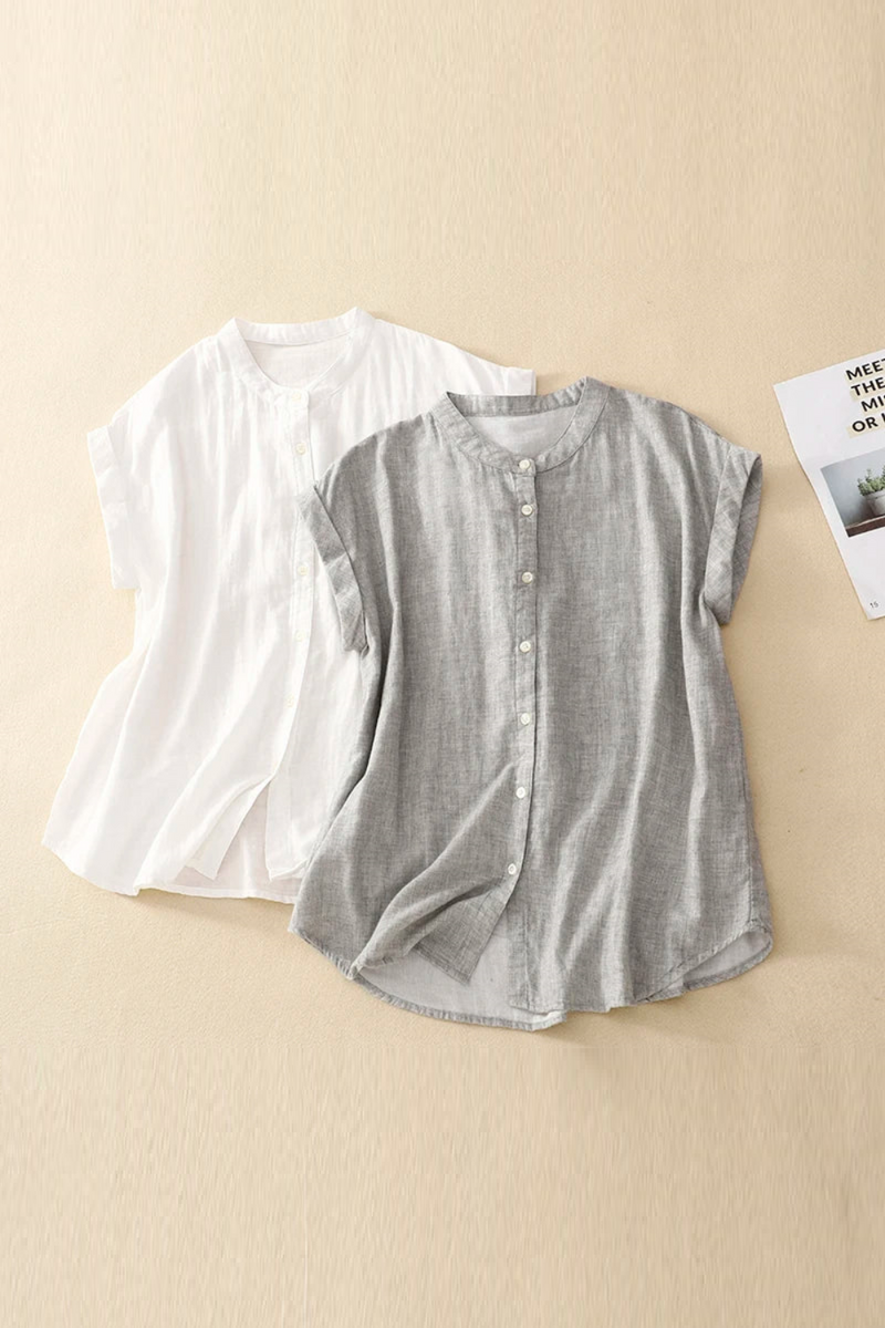  Summer Shirts Linen Sleeveless Women Blouse Loose Comfortable Causal Top