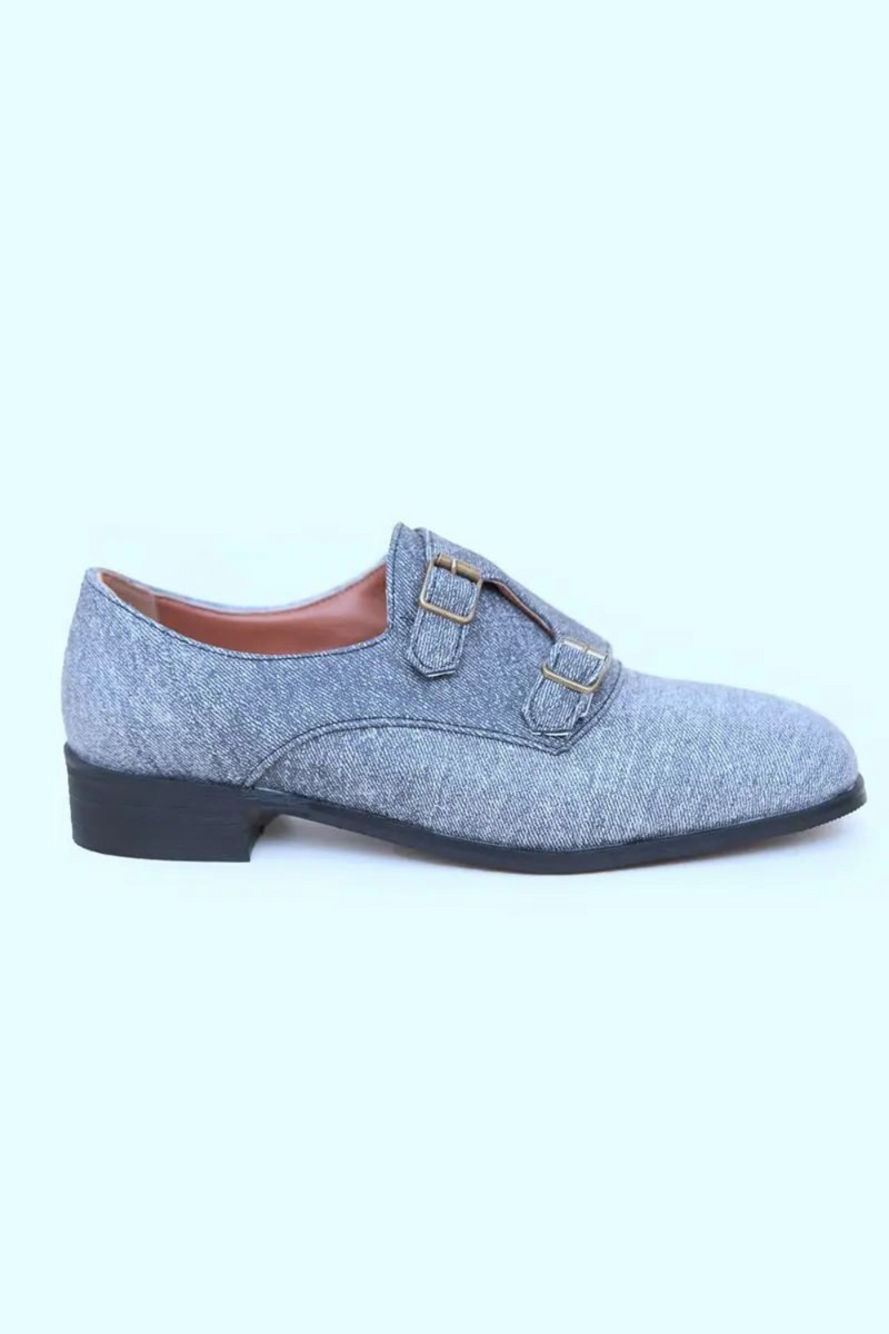 Design Casual Women Flats Denim Square Toe Slip On Spring Leisure