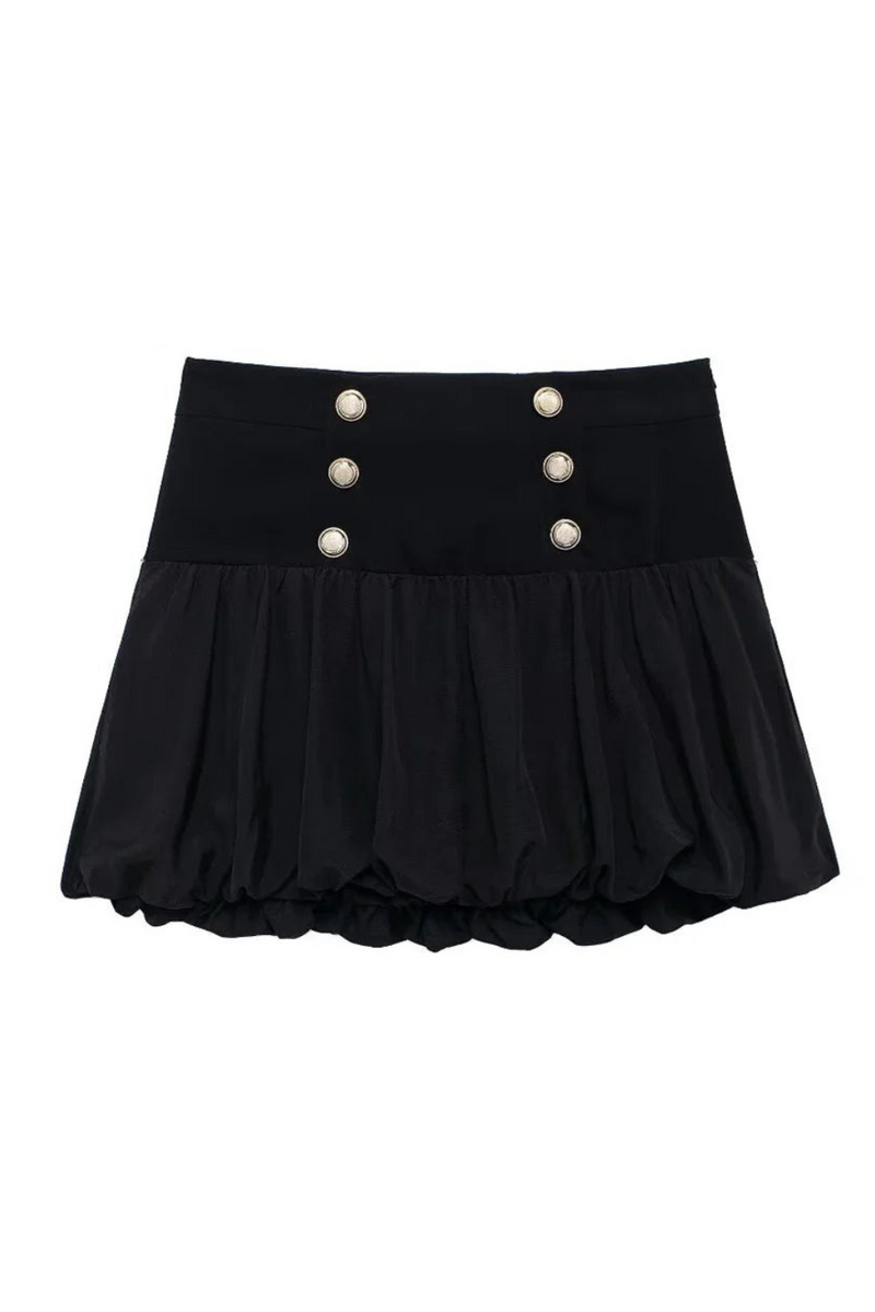 Skirt Women Women's Skirt Ladies Mini Balloon Skirt Elegant Double-Breasted Skirts