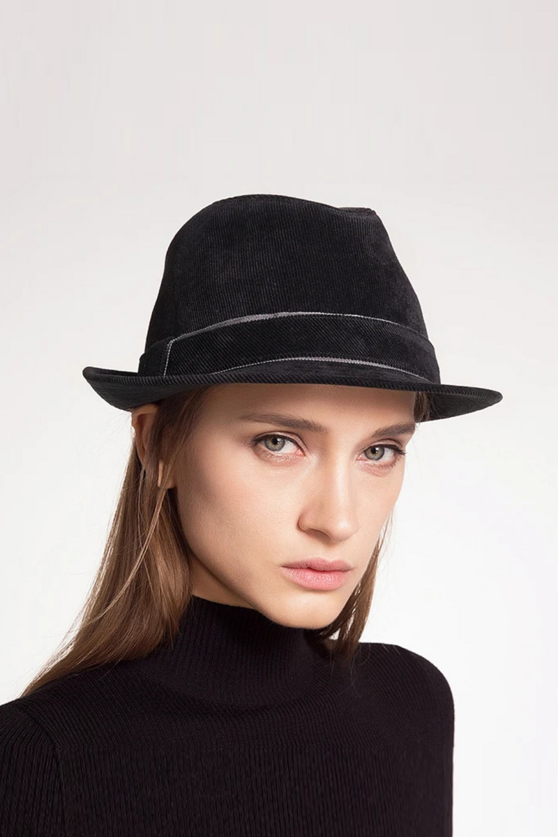 Wide Brim Denim Fedora Hats For Women Men Black Jazz Trilby Panama Hat Gentleman