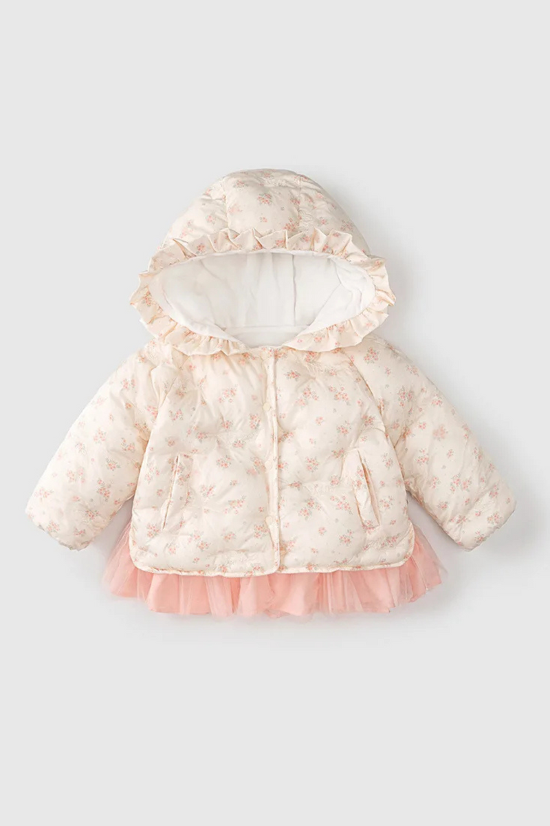 Girls Winter Jacket Outerwear Coats for Baby Children Princess Floral Hooded Clothing Infant Outfits