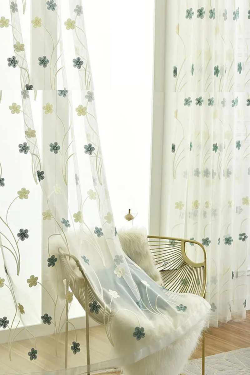 Embroidery Window Living Room Balcony Floating Window Floor Window Curtain