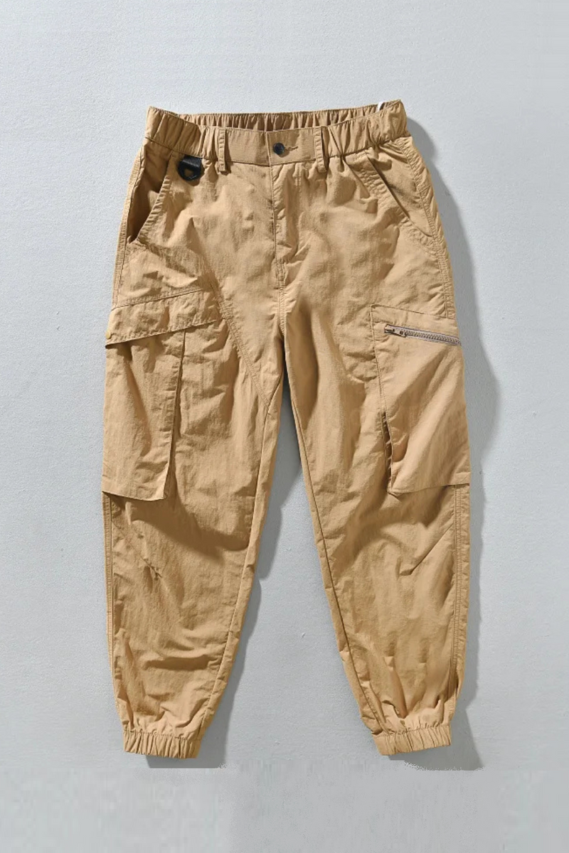 Casual Trousers For Man Tie Feet Cargo Tooling Loose Mid Waist Male Pants