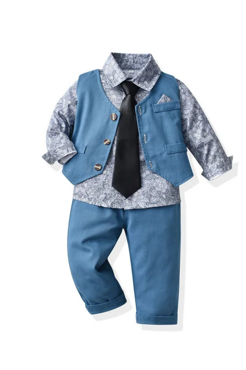 Children Floral Bowtie Shirts vest trousers Toddler Boy Formal Suit Kids Clothing Sets