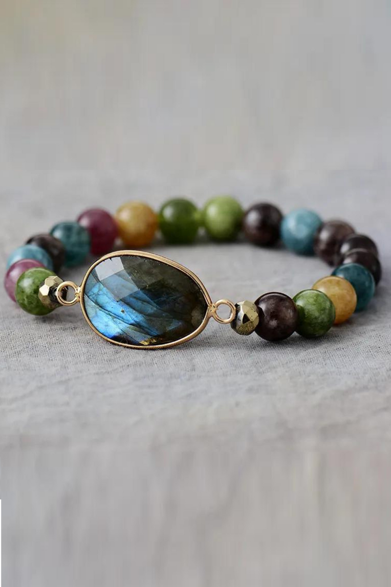 Bracelets Natural Stone Labradorite Stretch Elastic Bracelet Minimalist Couples Handmade Jewelry