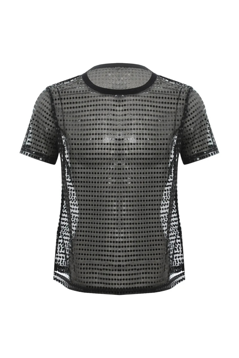 Men Mesh Hippie T-shirt Top Short Sleeve Blouse See Through Sheer Classic Tee Top