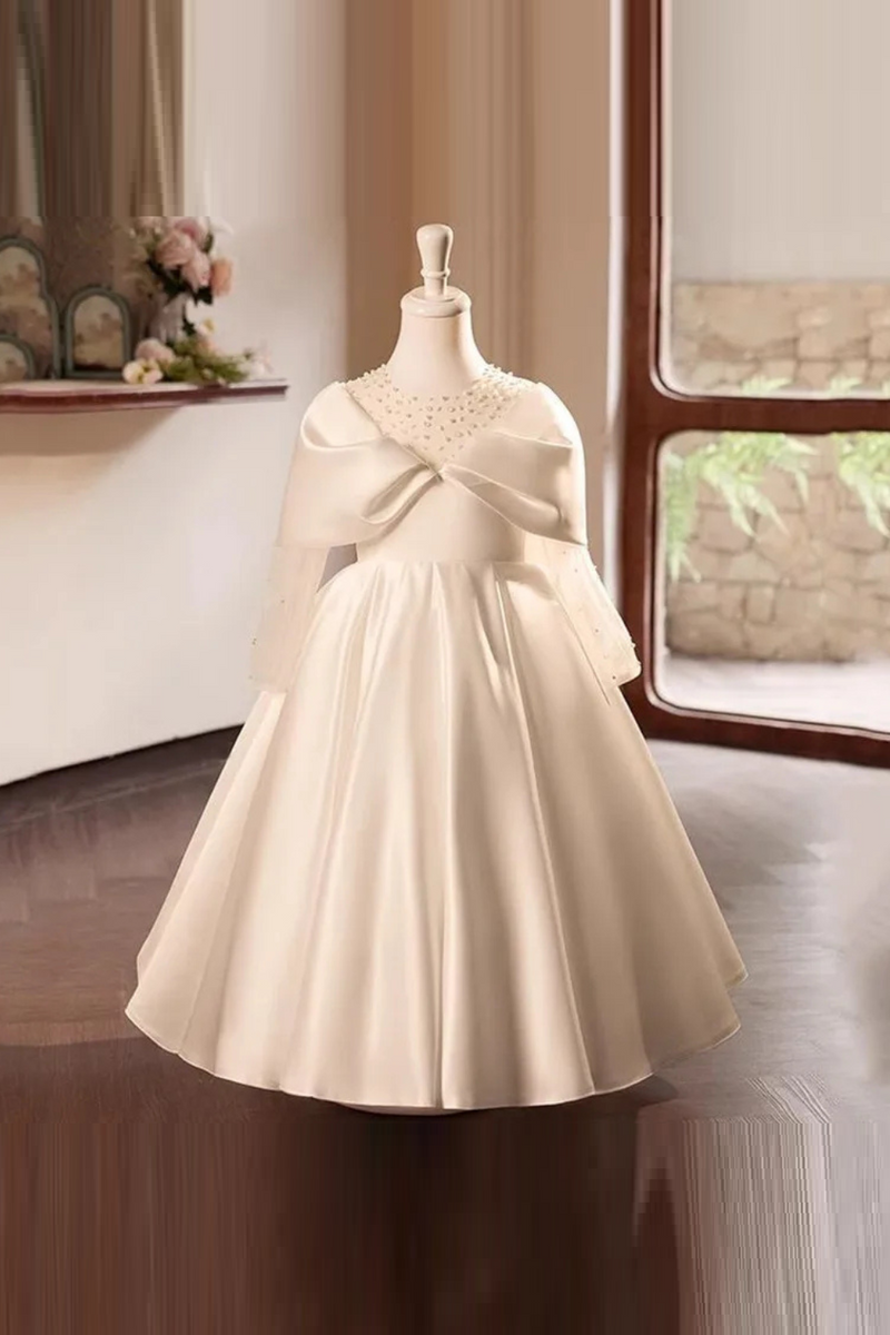 Children's White Evening Gown Wedding Birthday Party Girls Dresses Bridesmaid Dress