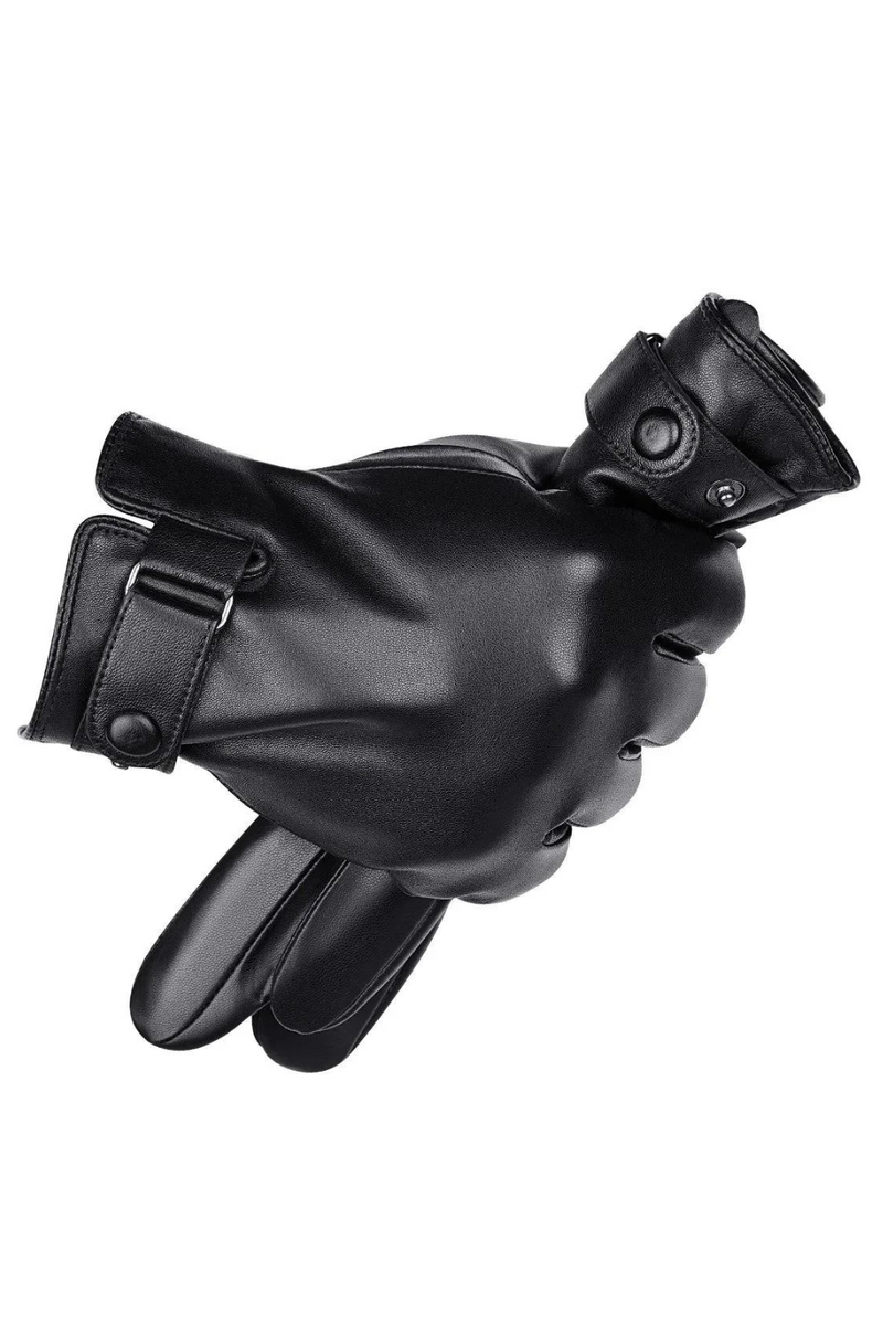 Men's Gloves Short Style Black Genuine Leather Gloves Winter Autumn Windproof and Warm