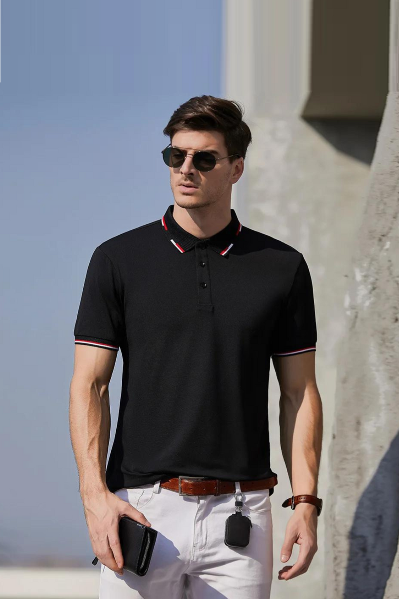 Summer Casual Polo Shirts Men Breathable Short Sleeve Turn Down Collar Slim Fit