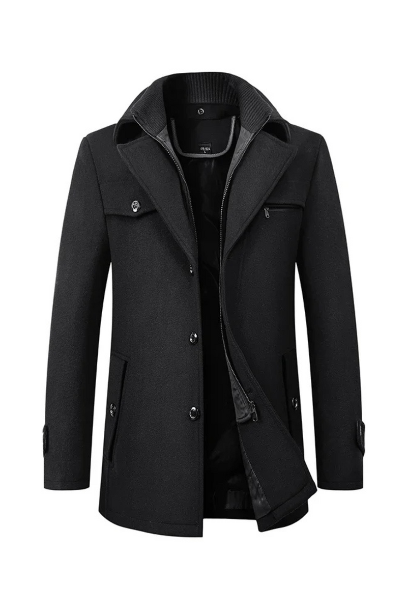 Winter Men's Woolen Windbreaker Coat Trench Slim Fit Business Casual  Wool Jacket