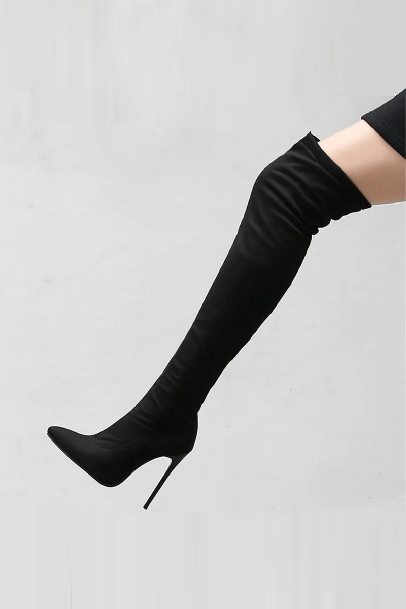 Knee boots women toe zip stiletto high heels prom boots women shoes