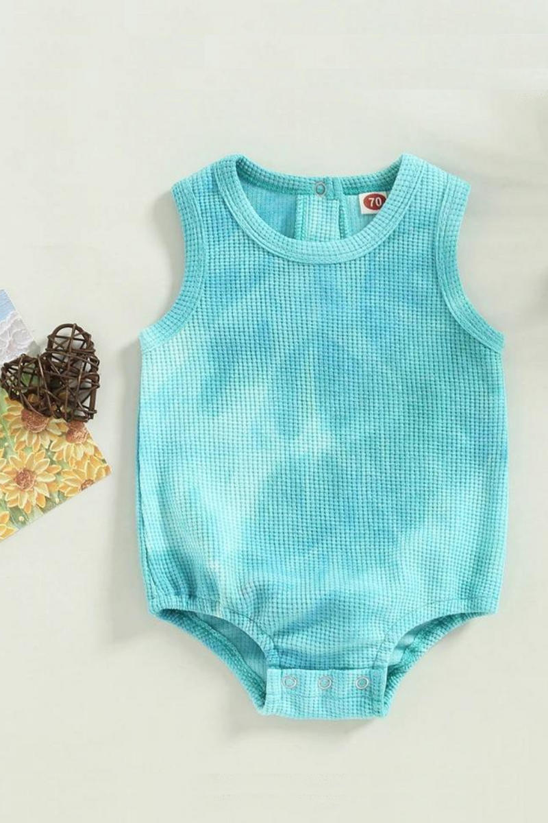 Baby Boys Girl Summer Bodysuit Sleeveless Round Neck Waffle Jumpsuit