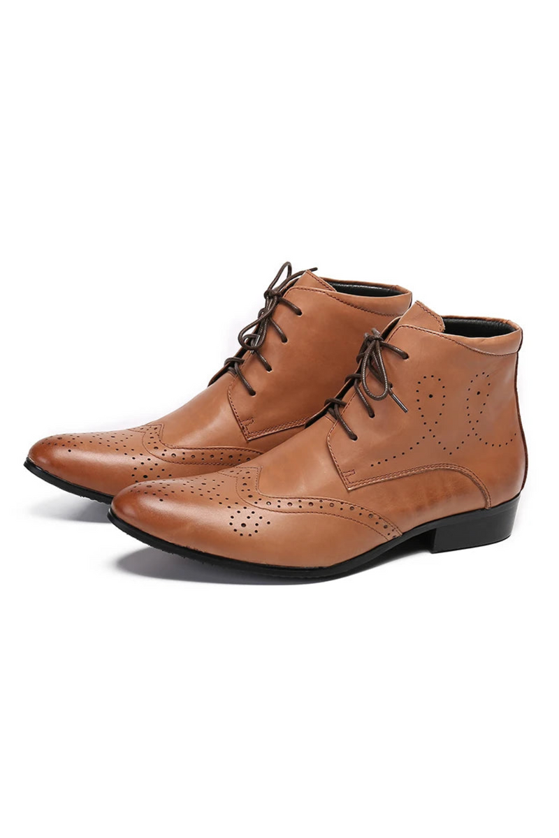 Men Handmade Embossed Leather Luxury Toe Ankle Men Oxfords Shoes