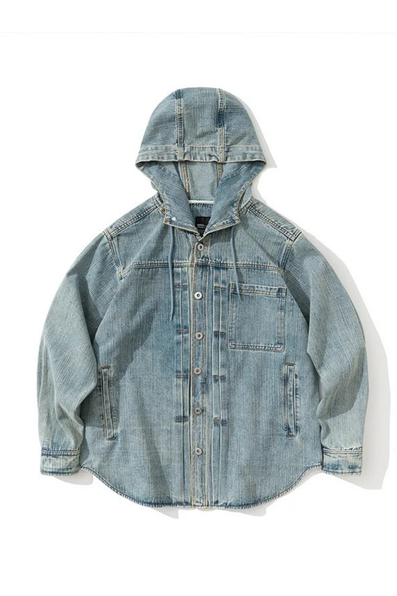 Denim Jacket Men Loose Casual Denim Hooded Coat Jeans Jacket Spring Outerwear