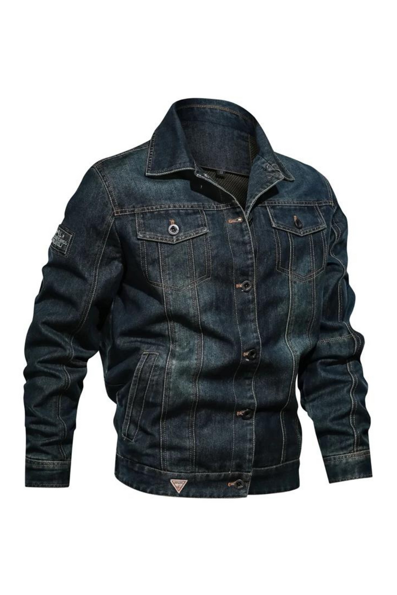 Spring Autumn Men's Denim Jacket Casual Slim Embroidery Ripped Jean Jackets Male Bombe