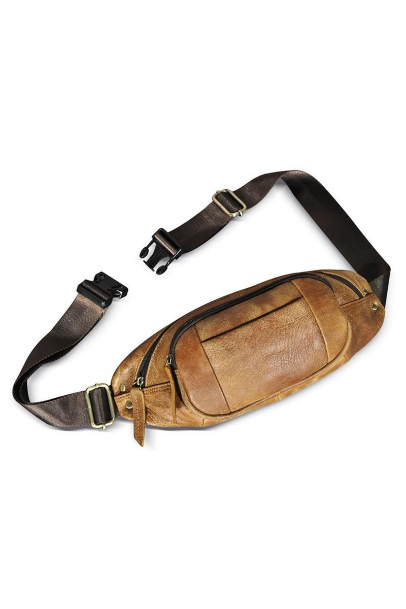 Leather Travel Retro Fanny Waist Belt Bag Chest Pack Sling Bag Case For men
