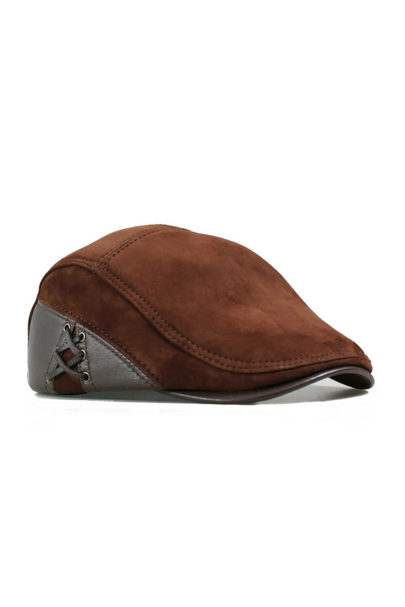 Genuine Leather Caps Beret Man Casual Fitted Duckbill Hats Male