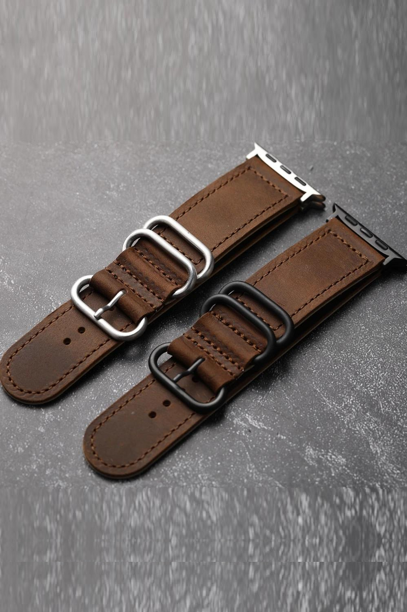 Handmade Retro Watchband For Apple Watch Leather Strap Men