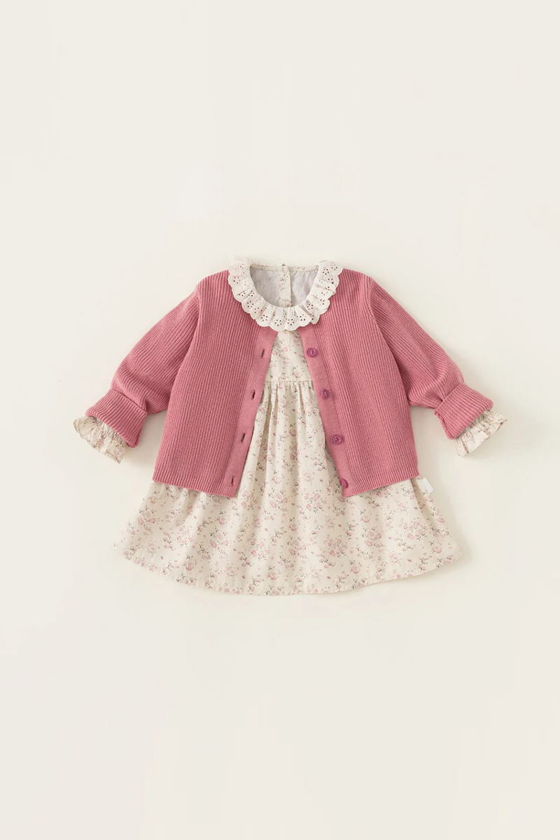 Girls Floral Dress Knitted Girl Cardigan Versatile Knitting Children Sweater