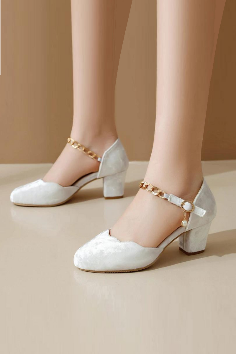 Ruffled Buckle With Shallow Side Women Sandals Thick Heel Soft Sandals