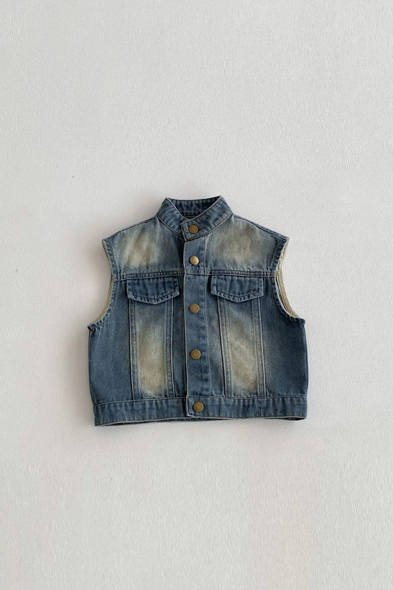 Children Denim Vest Solid Boys Sleeveless Jacket Baby Girls Versatile Cardigan Coat Kids Toddler Clothes