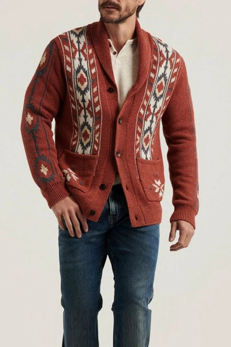 Lapel Sweatercoats Men Boho Style Knitted Cardigan Jacket Men Winter Casual Knit Sweater Cardigans