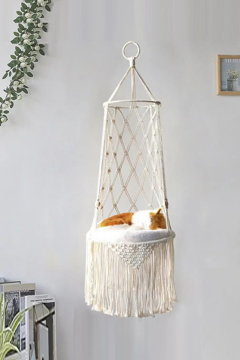 Pet Cat Hammock Swing Bed Bohemian Handwoven Tapestry Macrame For Home Bedroom Decoration Wall Hanging