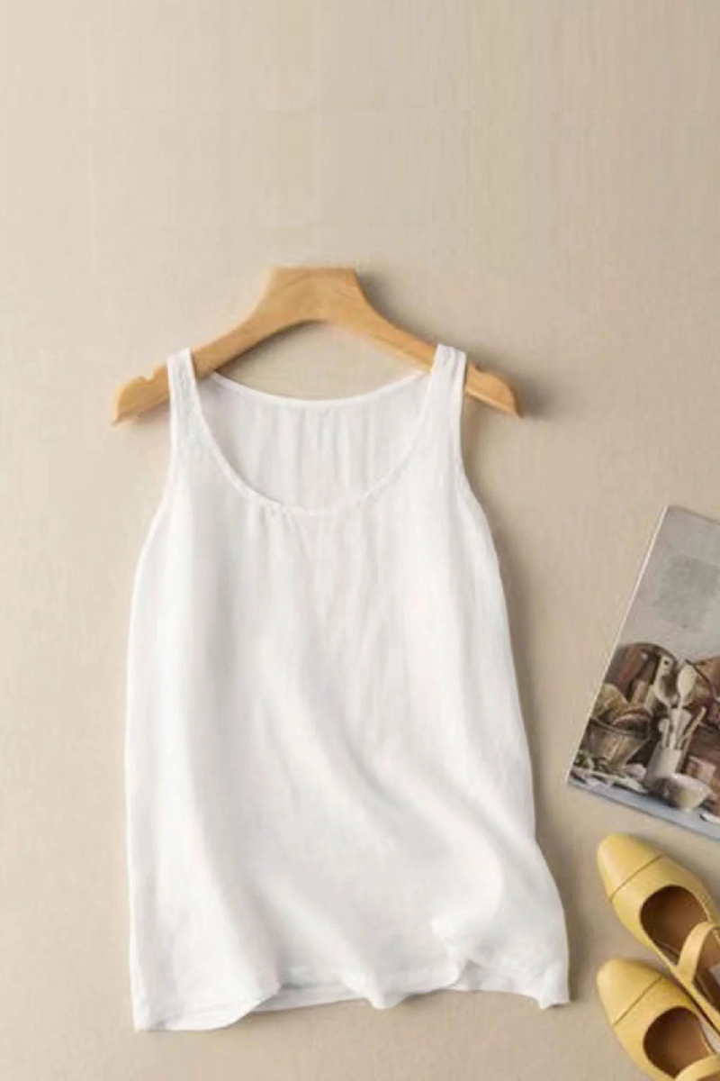 Casual Top Camisole Women Cotton And Linen Summer Sleeveless Outer Wear Loose Vest Tops