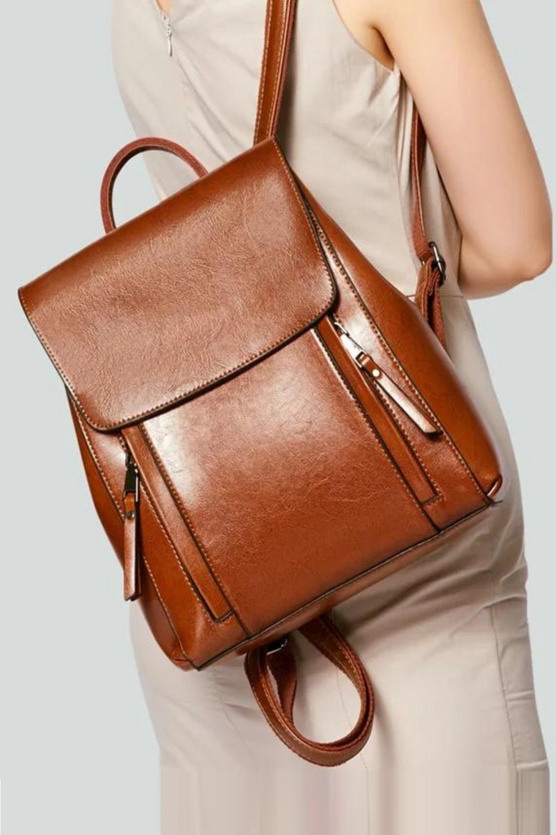 Retro Style Women's Backpacks Leather Shoulder Bag Solid Handbag