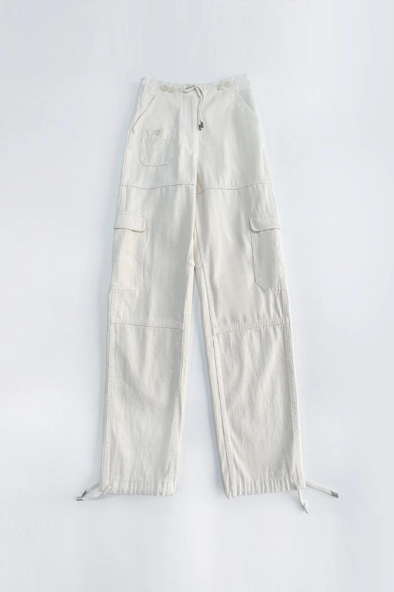 Drawstring Overalls with Straight Leg Closure Solid Pants