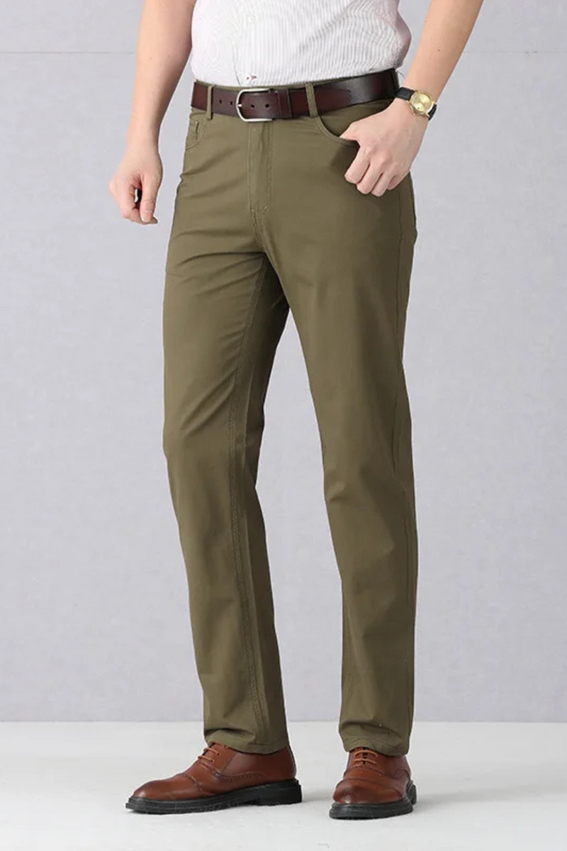 Olive Stretch Chinos Men Suit Pants Stretch Male Trousers Long Straight Pants