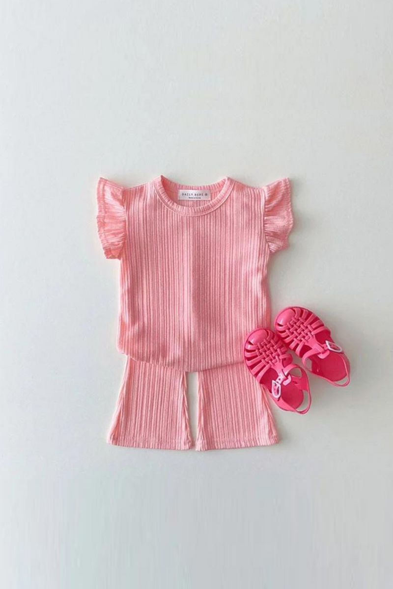 Baby Ribbed Cotton Clothes Set Tshirt Pant Infant Toddler Child Homesuit Baby Bodysuit Pajamas