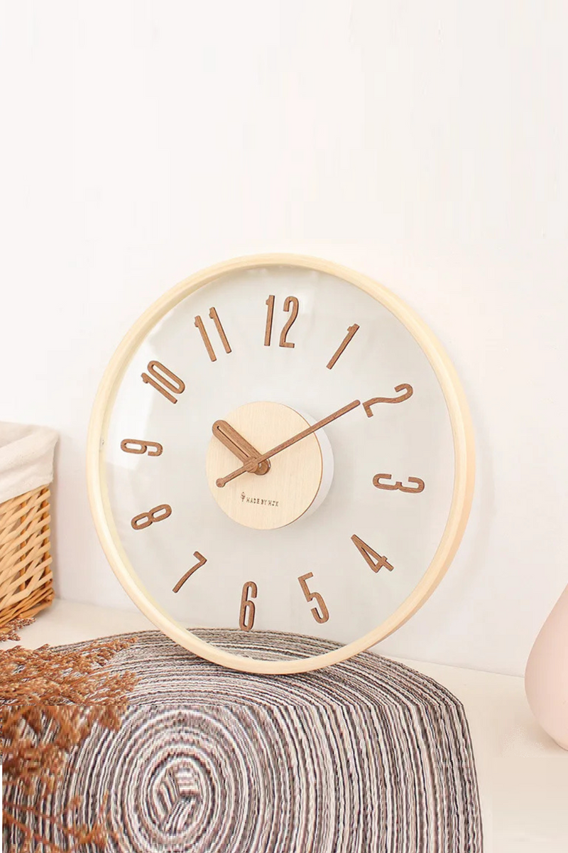 Simple clock wall clock Living room net red Modern cream transparent clock