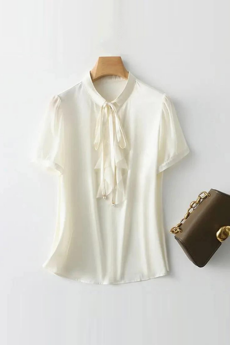 Ruffles Solid Casual Short Sleeve Pullover Women Blouse Shirt Female Clothing Tops Summer