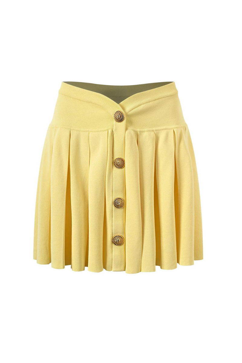 Spring Summer Design Women Knitting Pleated Mini Skirt