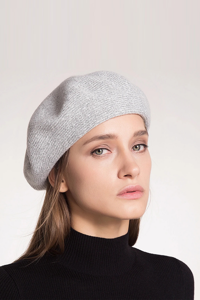 Solid Wool Cashmere Knitted Berets For Women Ladies Autumn Winter Elegant