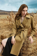 Elegant Solid Color French Hollow Out Windproof Warm Loose Stylish Trench Coat for Women with Belt