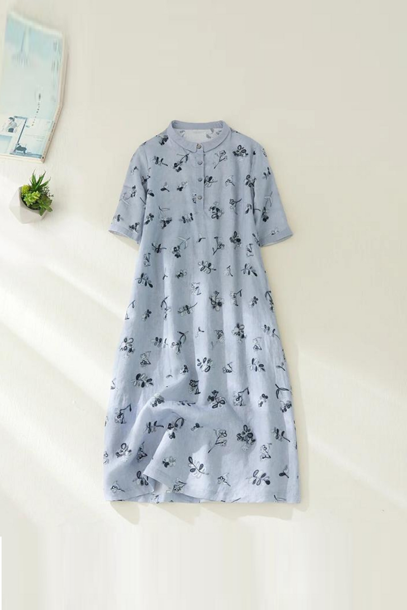 Thin Light Soft Floral Loose Summer Dress Lady Dress Women Casual Midi Dress