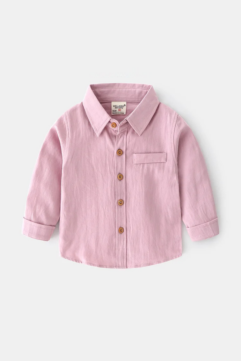 Kids Spring Children's Clothes Tops Shirt Solid Color Pure Cotton Shirt